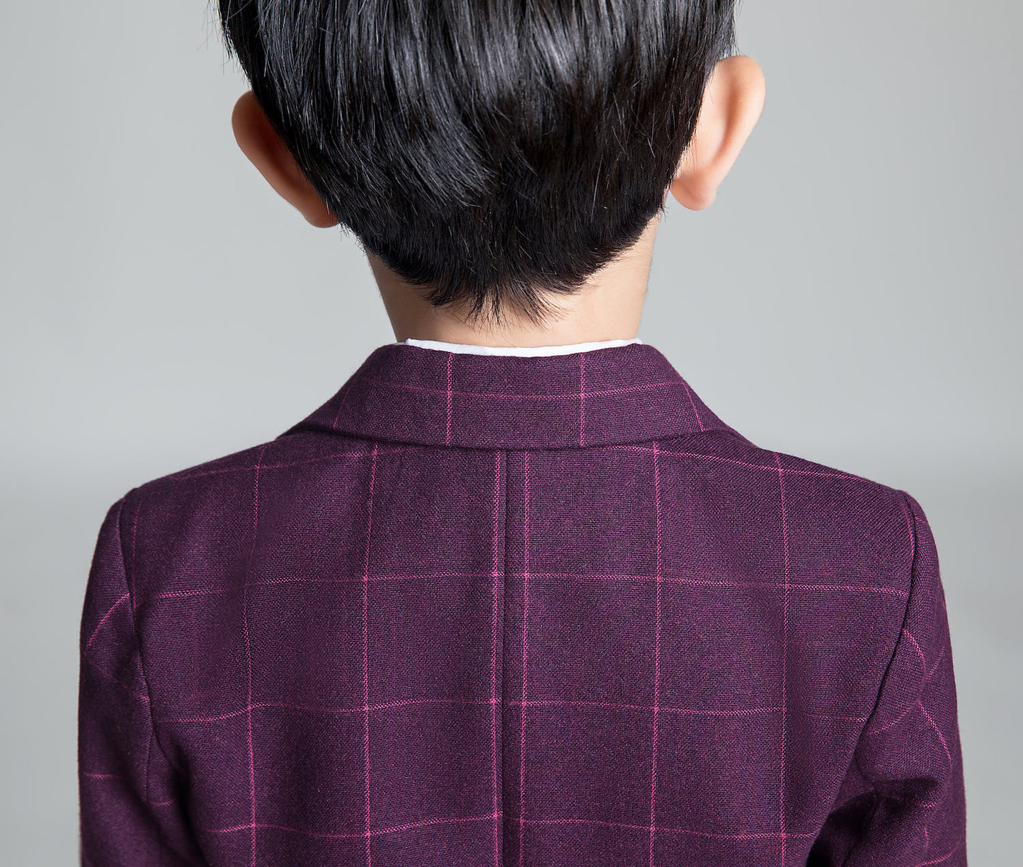 Purple Red Plaid Fashion 5 Piece Boys Suits Yuanlu