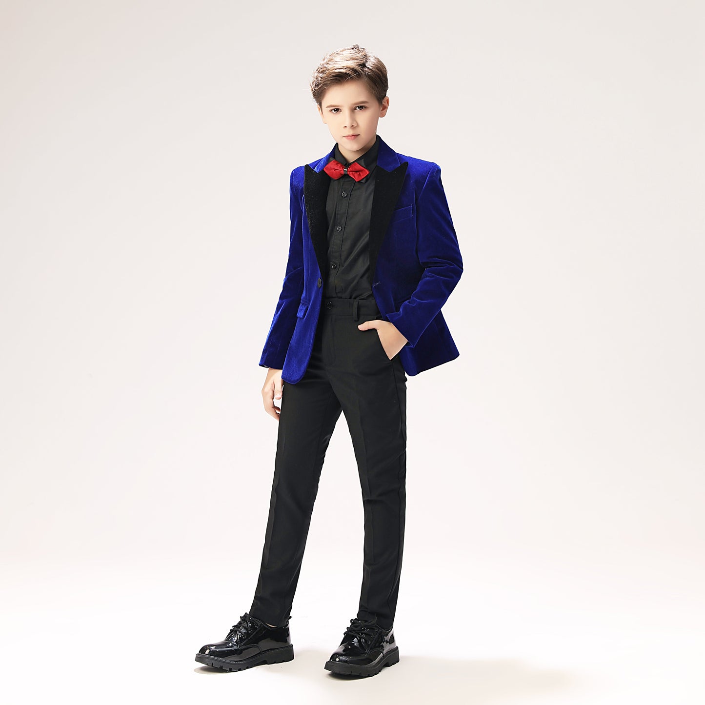 Royal Blue Velvet 5 Piece Boy's Formal Boys Suits Yuanlu