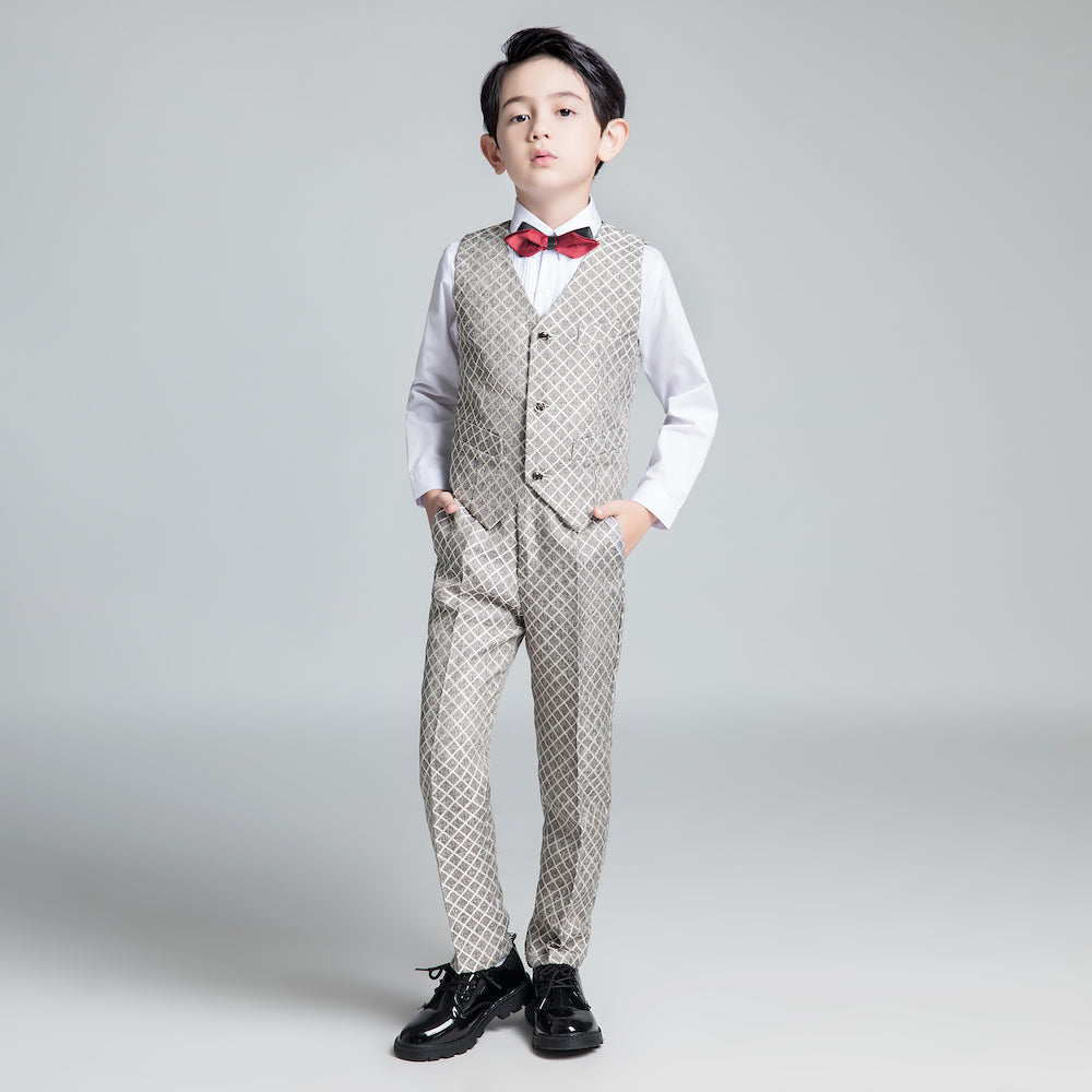 Unique Design Slim Fit Modern 5 Piece Boys Suits Yuanlu