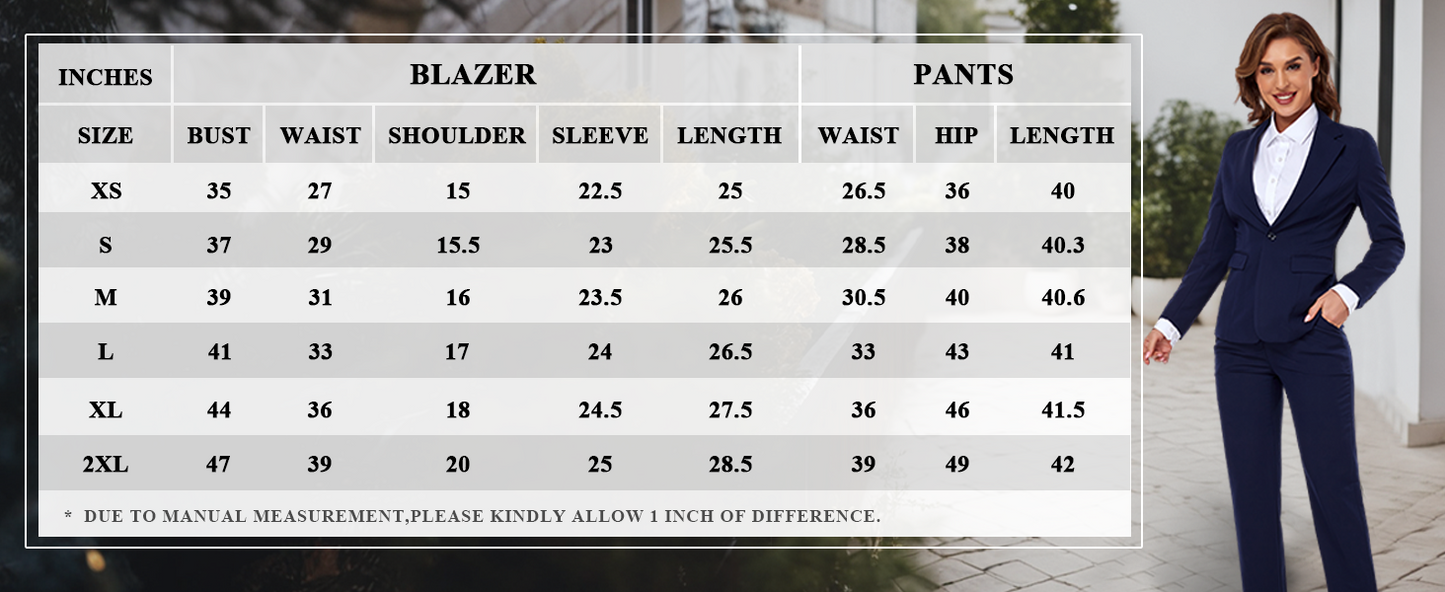 Black Women's 2 Piece Office Work Suit Set Yuanlu