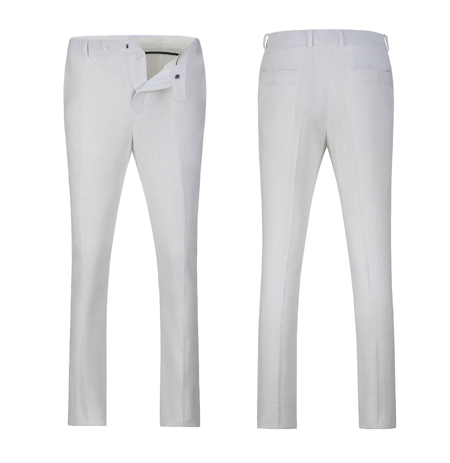 White Retro Linen Beach Wedding Summer 3 Pieces Men Suits Yuanlu