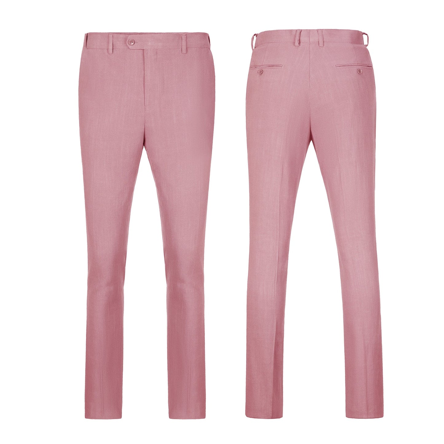 Pink Retro Linen Beach Wedding Summer 3 Pieces Men Suits Yuanlu