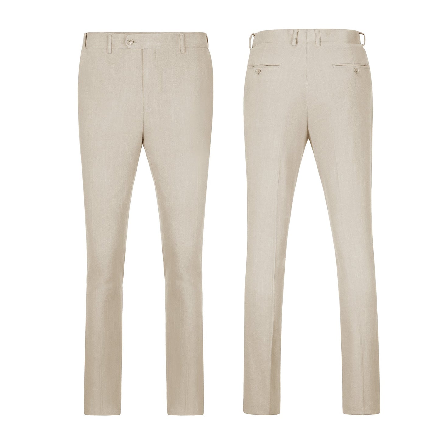 Beige Retro Linen Beach Wedding Summer 3 Pieces Men Suits Yuanlu