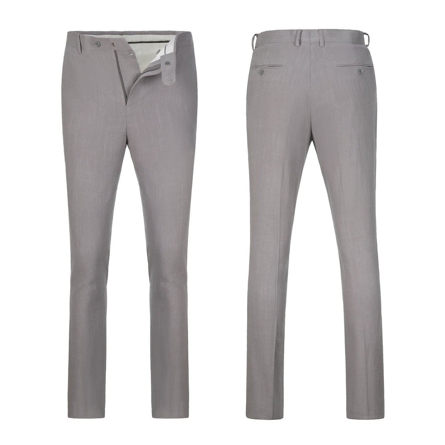 Grey Retro Linen Beach Wedding Summer 3 Pieces Men Suits Yuanlu