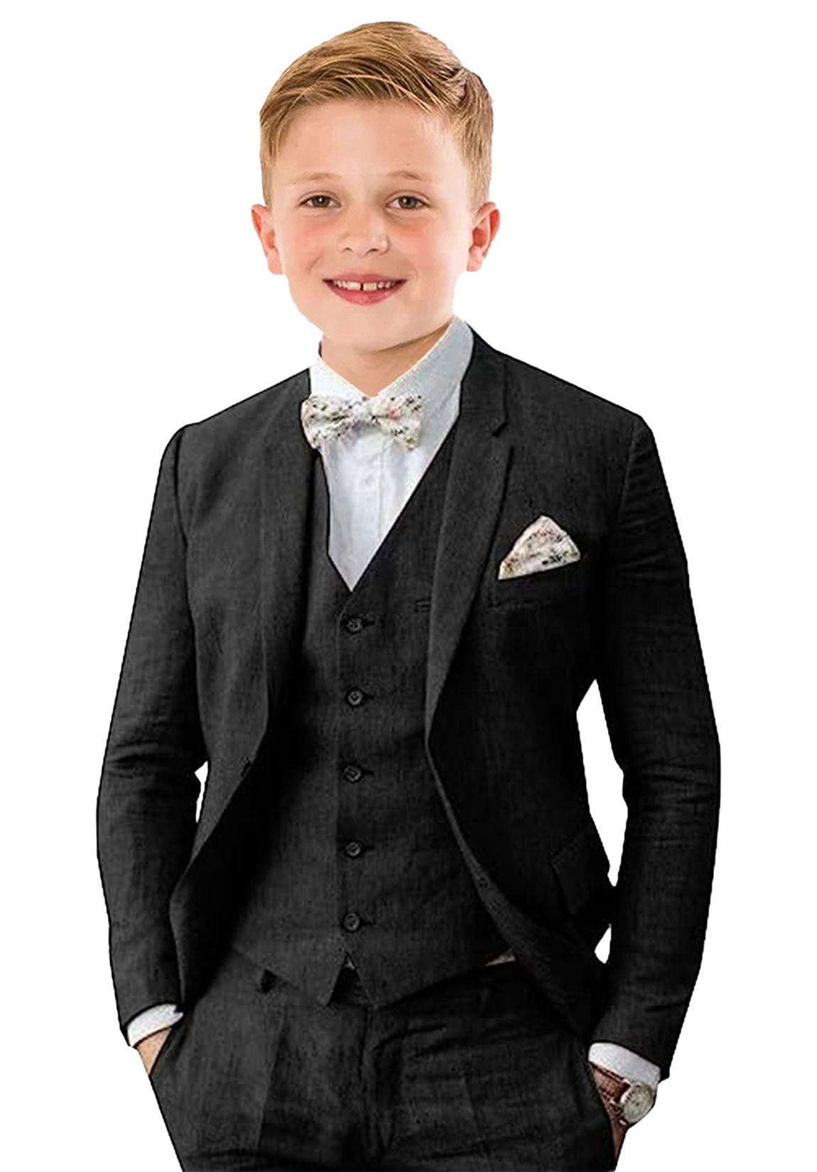 Summer Casual Linen 3 Piece Boys Suit Jacket Vest Pant Set Yuanlu