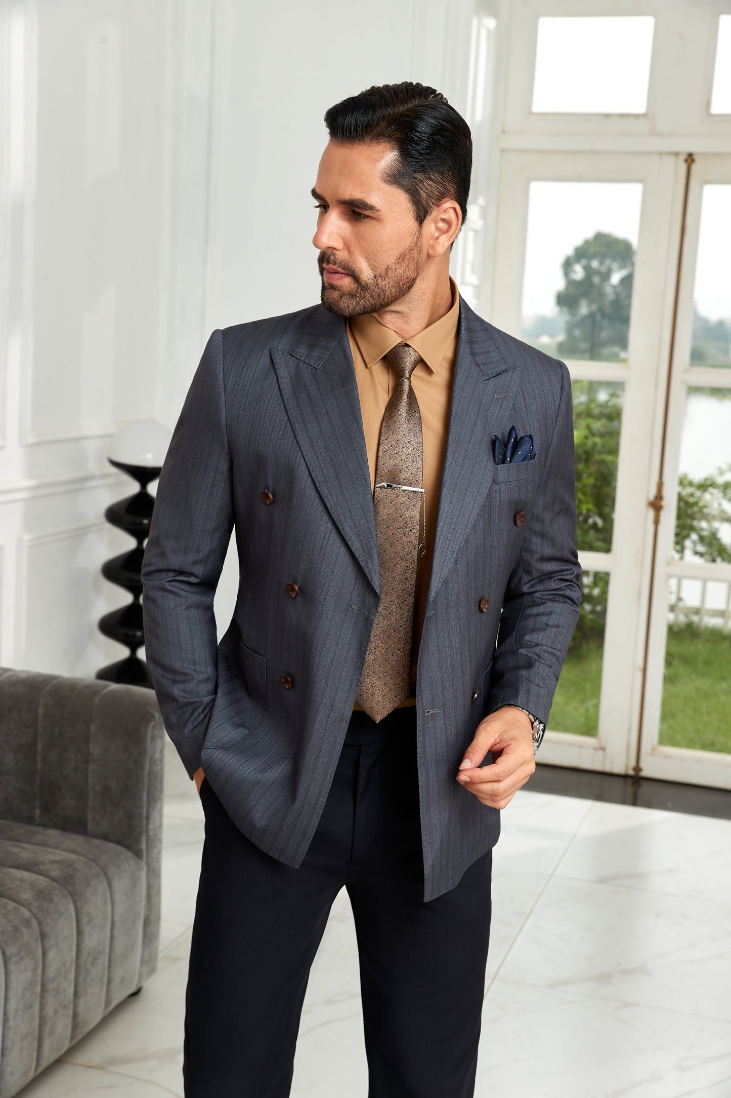Designer Style New Double Breasted Men's Blazer Wehilion
