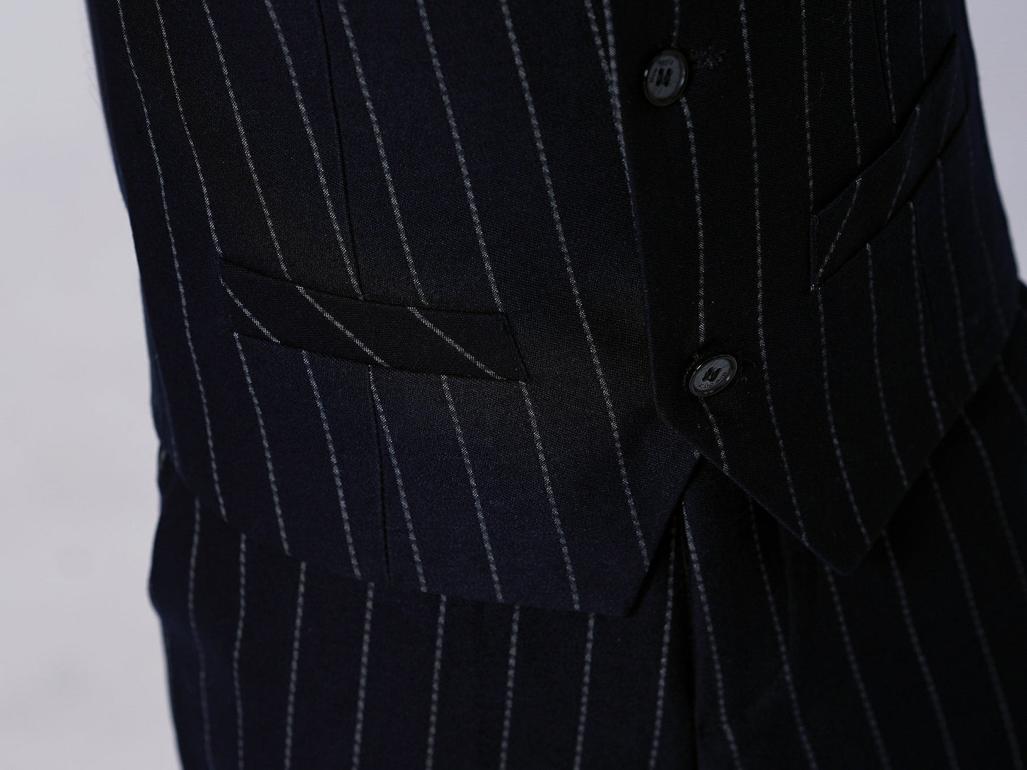 Navy Striped Slim Fit Modern 5 Piece Boy's Formal Suits Yuanlu