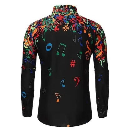 Musical Notes Casual Men's Shirt Party Daily Holiday Summer Turndown Short Sleeve Yuanlu