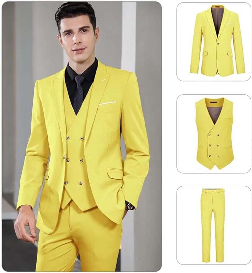 3 Pieces Double Breasted Men Suits One Button Big and Tall Suits Yuanlu