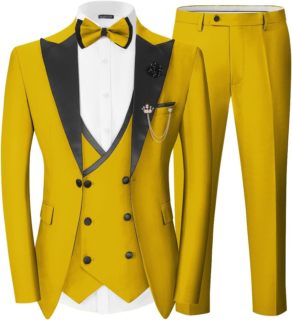 Zweireihiger Slim Fit 3-teiliger Herrenanzug von Tuexdo