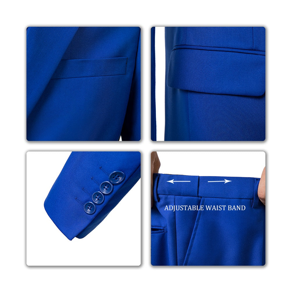 Royal Blue Two Button Wedding 3 Pieces Men Suits Yuanlu