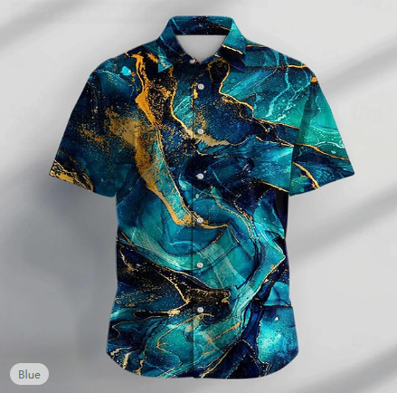 Graphic Marble Casual Men's Shirt Party Daily Holiday Summer Turndown Short Sleeve Yuanlu