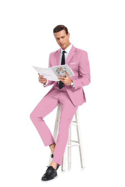 Pink Two Button 2 Pieces Men's Suits Jacket+Pants Wehilion