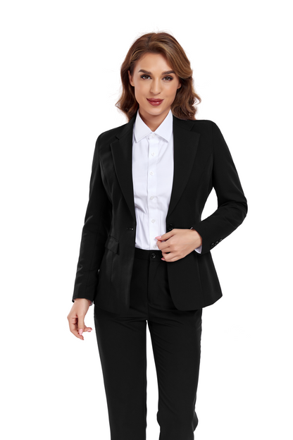 Black Women's 2 Piece Office Work Suit Set Yuanlu