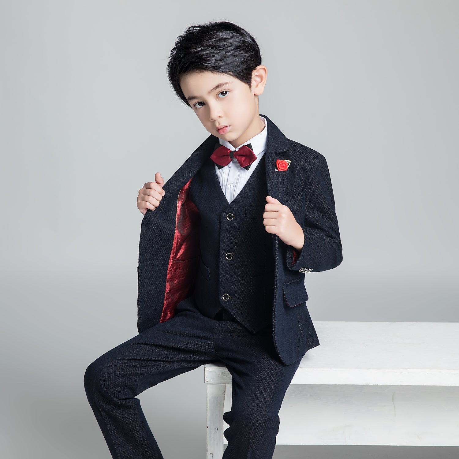 Unique Design Slim Fit Modern 5 Piece Boys Suits Yuanlu