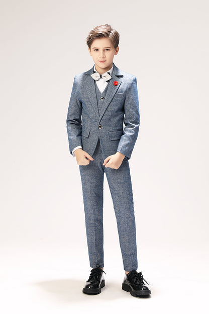 Grey Formal 5 Piece Boys Suits Yuanlu