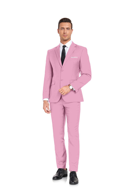 Pink Two Button 2 Pieces Men's Suits Jacket+Pants Wehilion