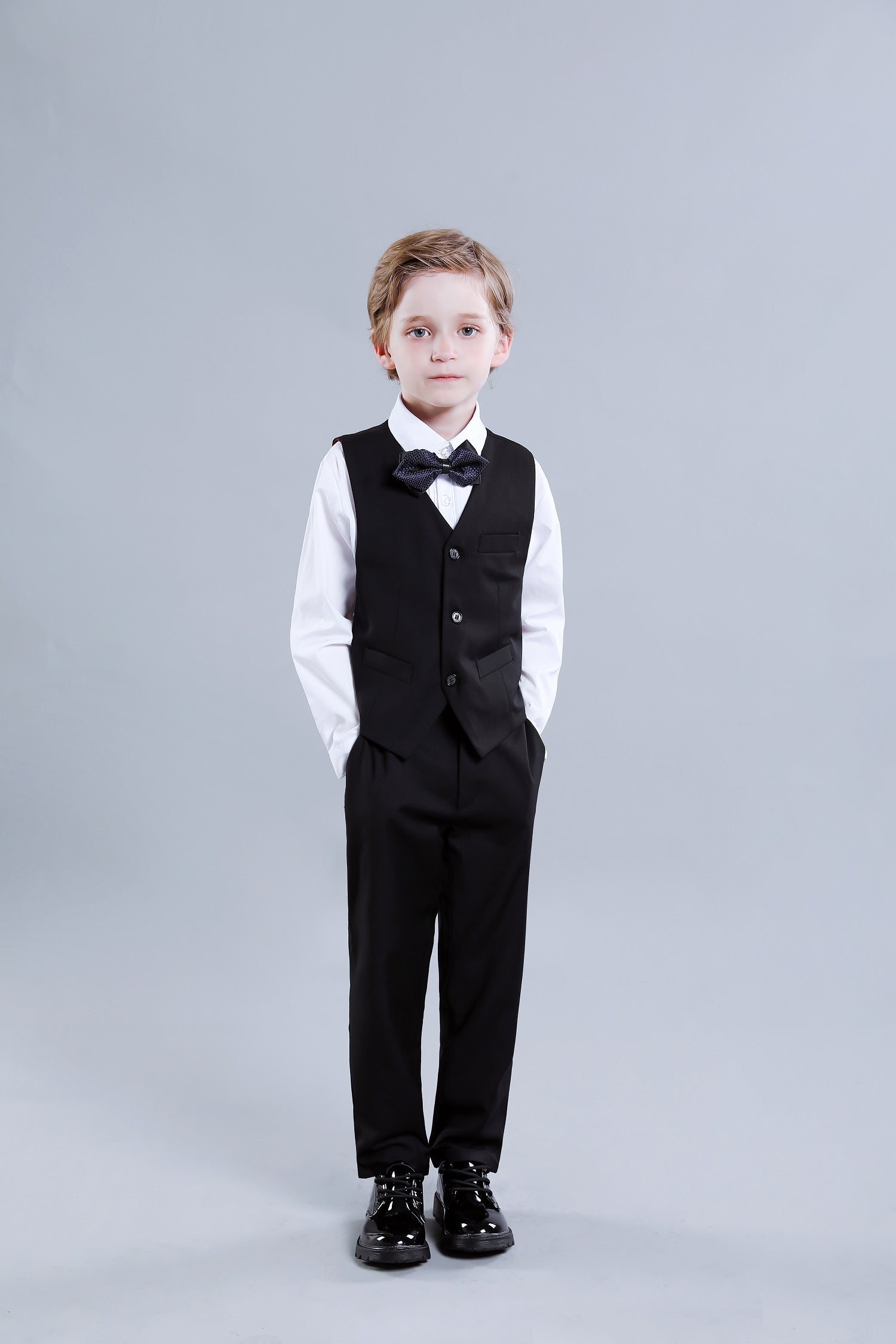 Black Formal Tuxedo 5 Piece Boys Suits Yuanlu