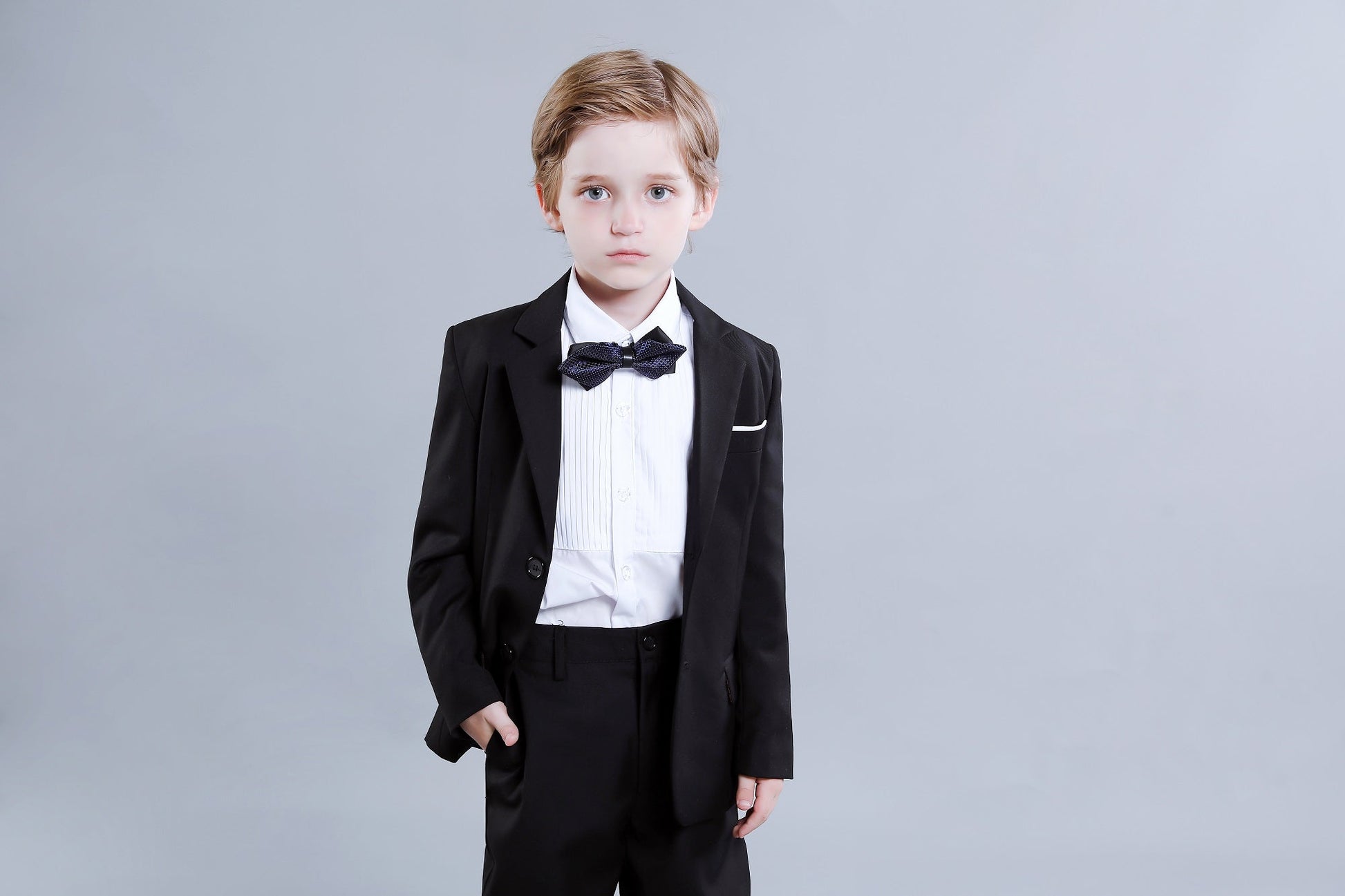 Black Formal Tuxedo 5 Piece Boys Suits Yuanlu