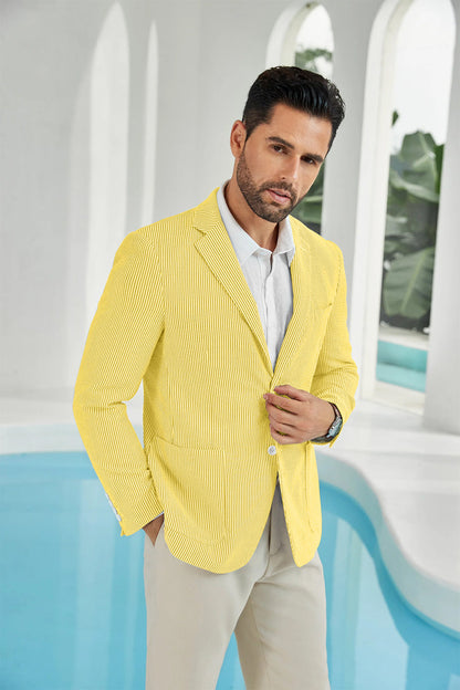 Seersucker Striped Men's Summer Blazer Yuanlu