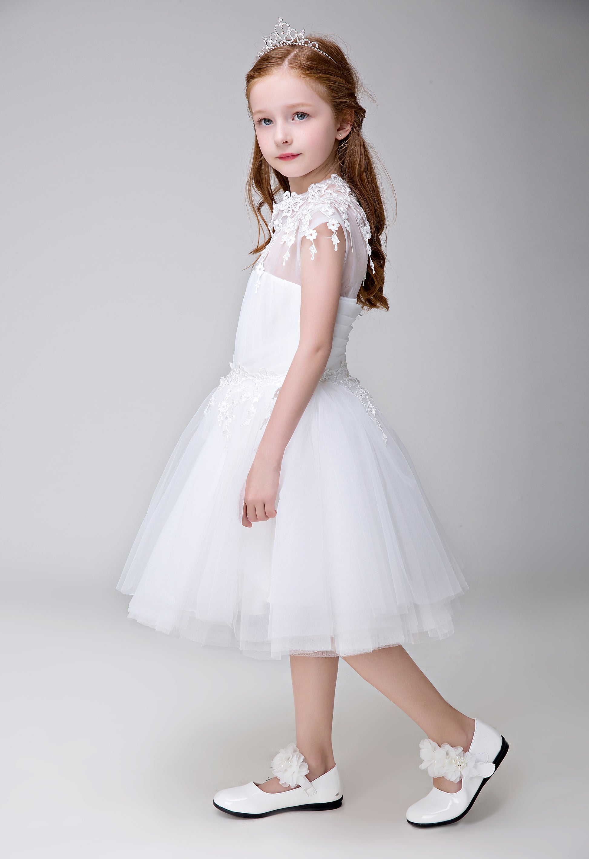 Princes Dresses Applique Party Gown Flower Girl Long Dress for Wedding Lycody