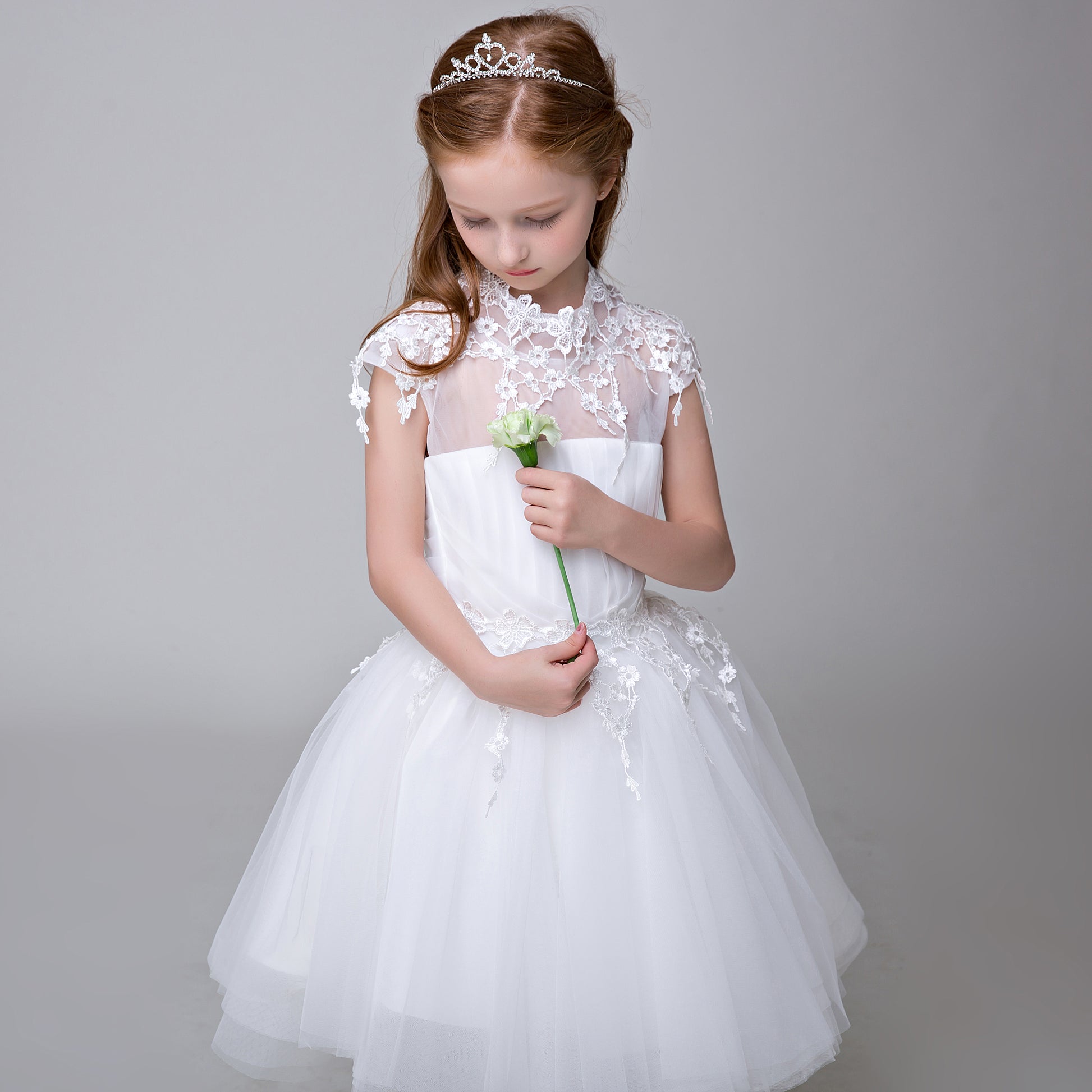 Princes Dresses Applique Party Gown Flower Girl Long Dress for Wedding Lycody