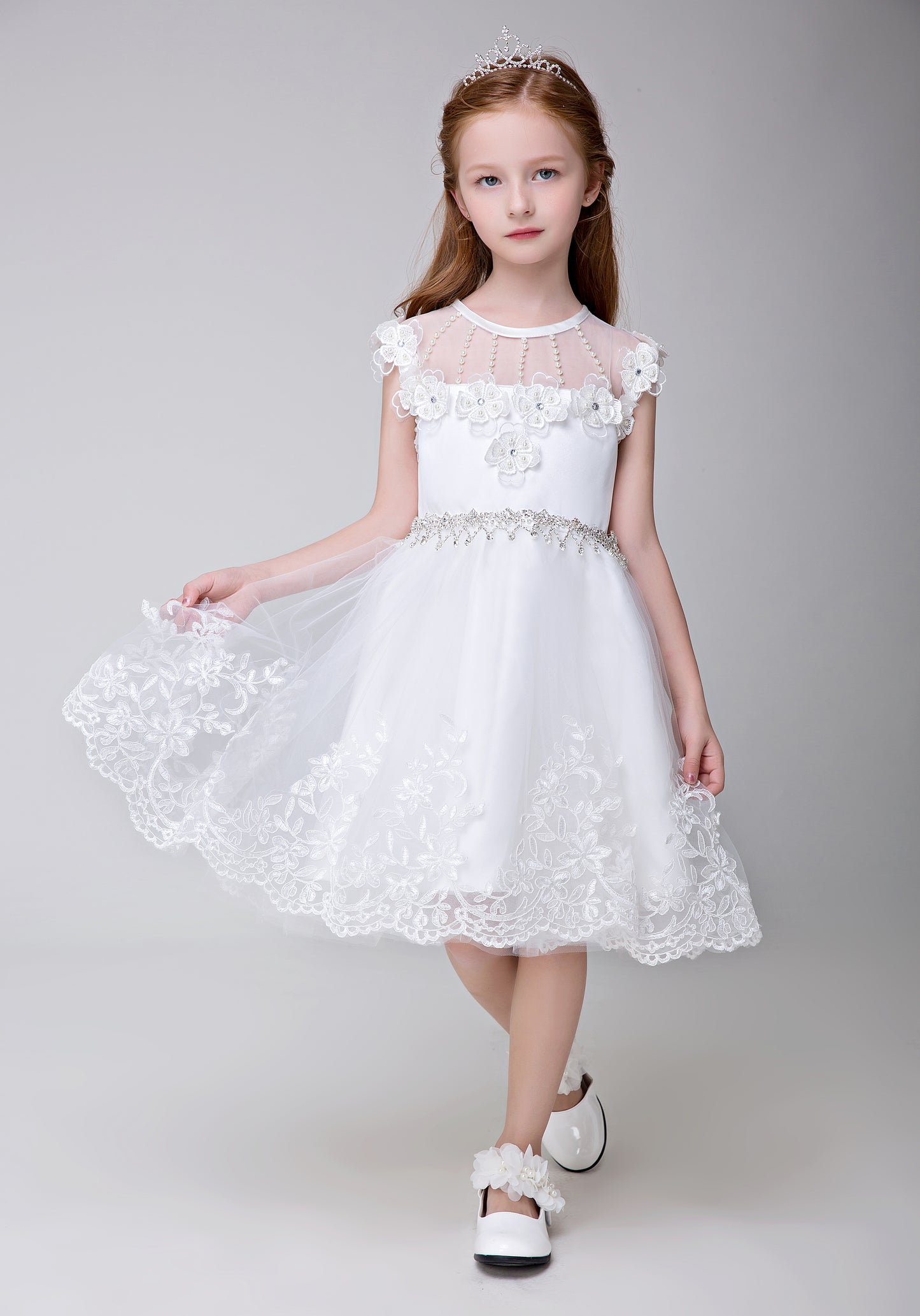 Party Gown Flower Girl Long Applique Dress for Wedding Lycody