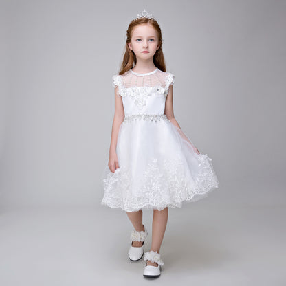 Party Gown Flower Girl Long Applique Dress for Wedding Lycody