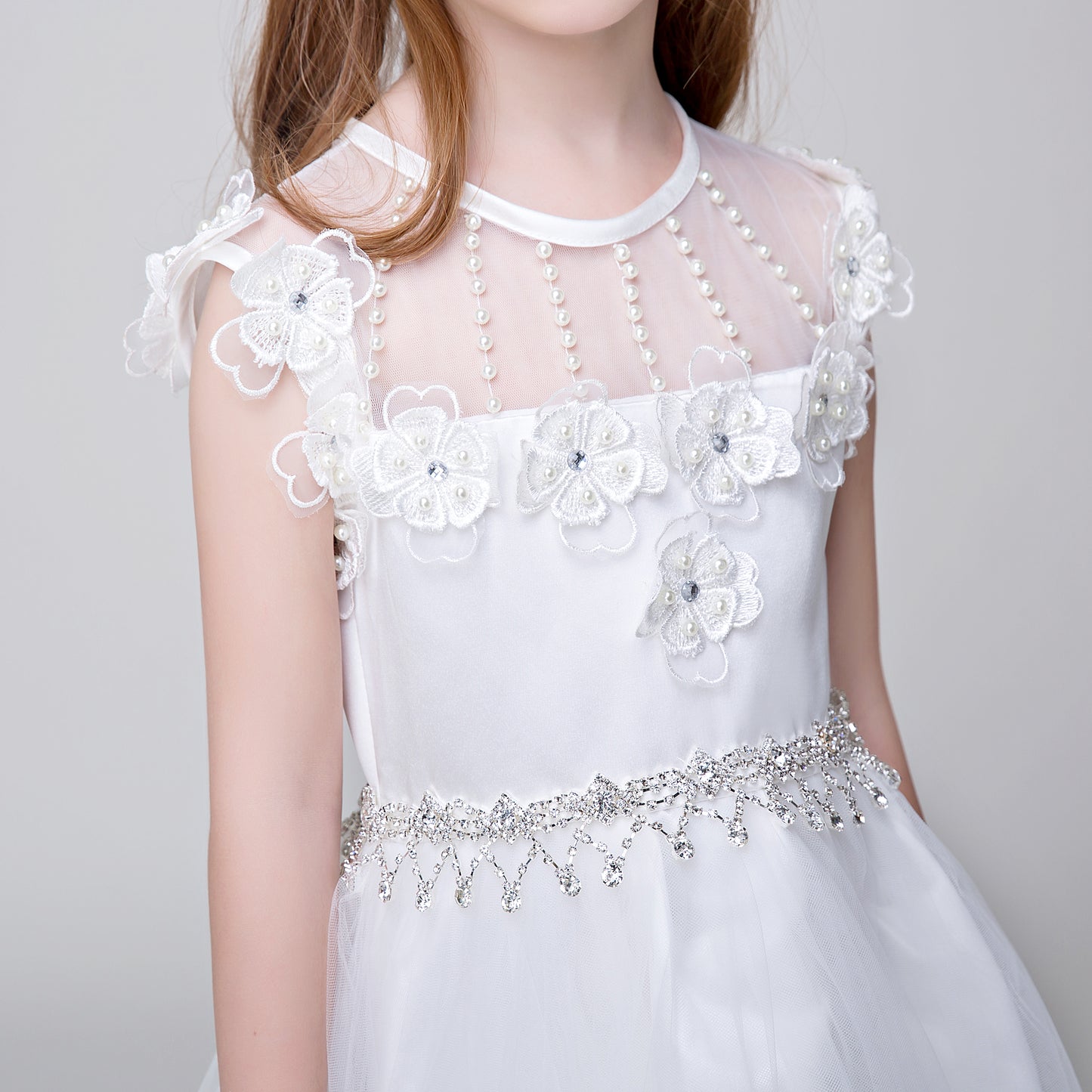 Party Gown Flower Girl Long Applique Dress for Wedding Lycody