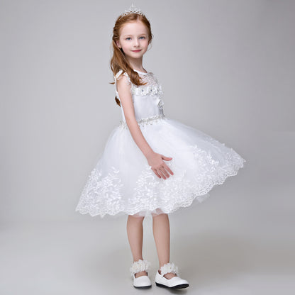 Party Gown Flower Girl Long Applique Dress for Wedding Lycody