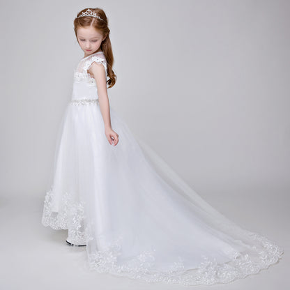 Flower Girl Applique Party Gown Long Dress for Wedding Lycody