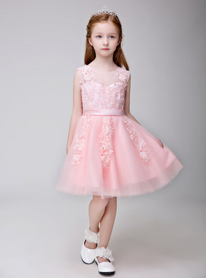 Flower Girl Applique Party Gown Long Dress for Wedding Lycody