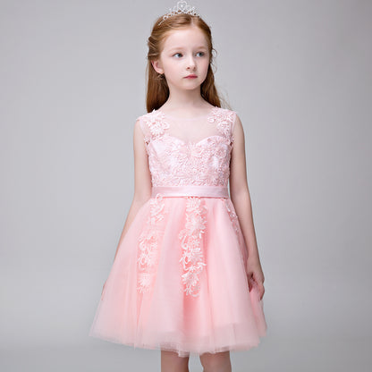 Flower Girl Applique Party Gown Long Dress for Wedding Lycody