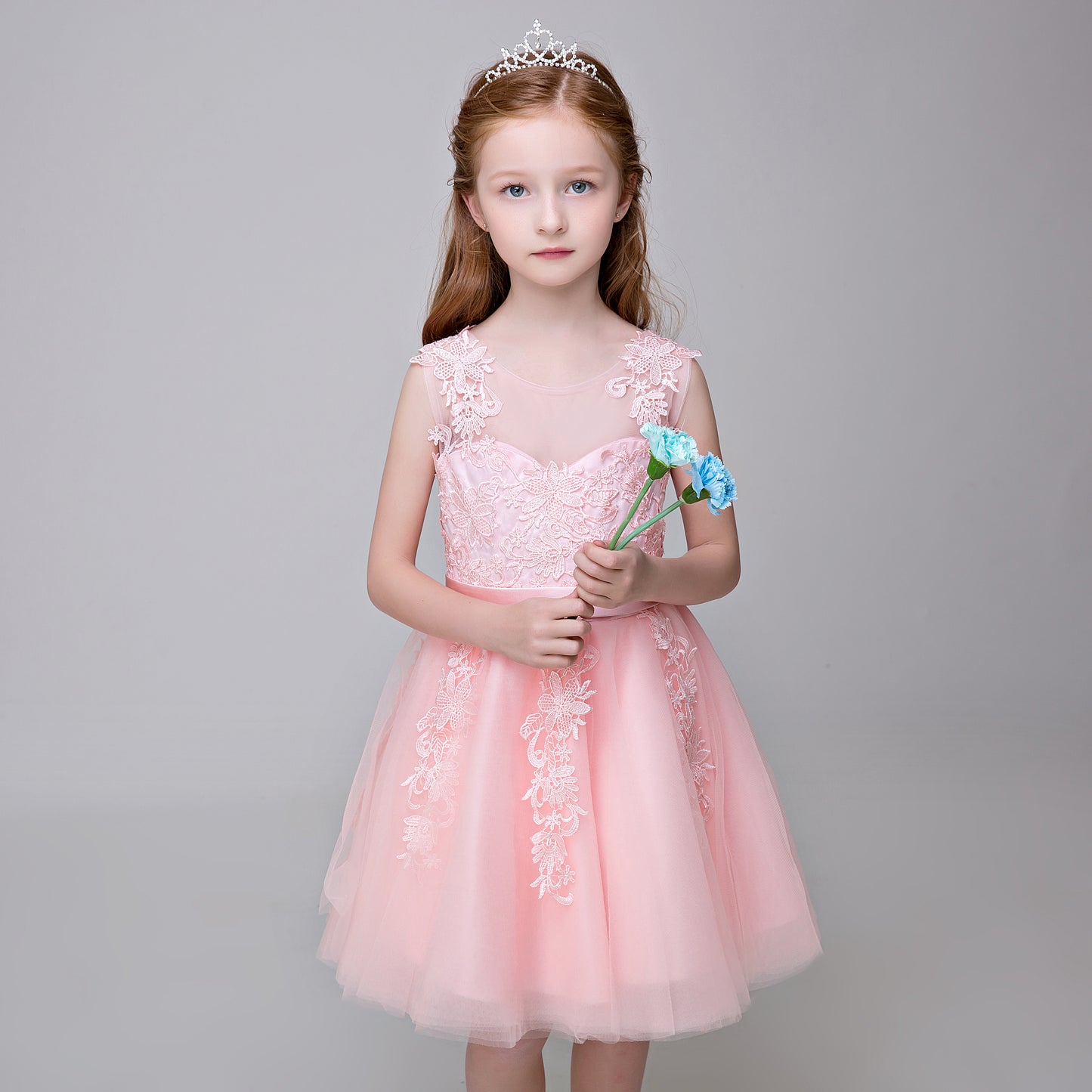 Flower Girl Applique Party Gown Long Dress for Wedding Lycody