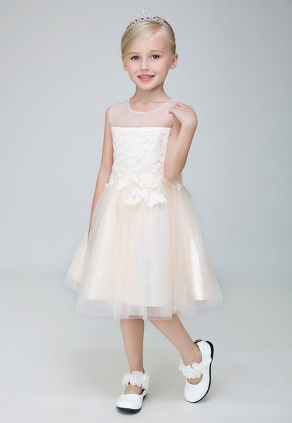 Flower Girl Party Gown Long Dress for Wedding Short Applique Dresses Lycody