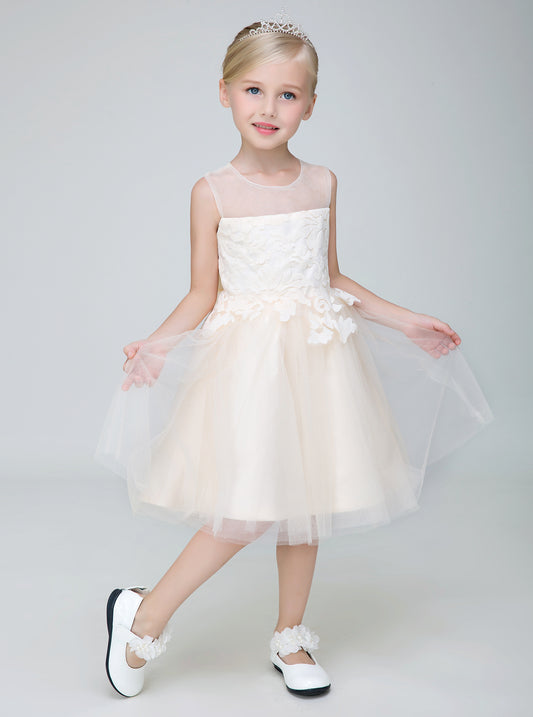 Flower Girl Party Gown Long Dress for Wedding Short Applique Dresses Lycody