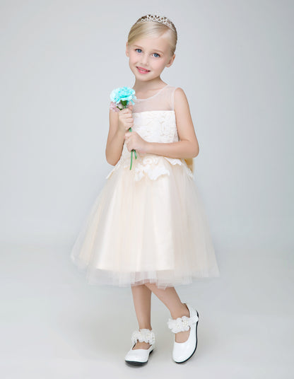 Flower Girl Party Gown Long Dress for Wedding Short Applique Dresses Lycody