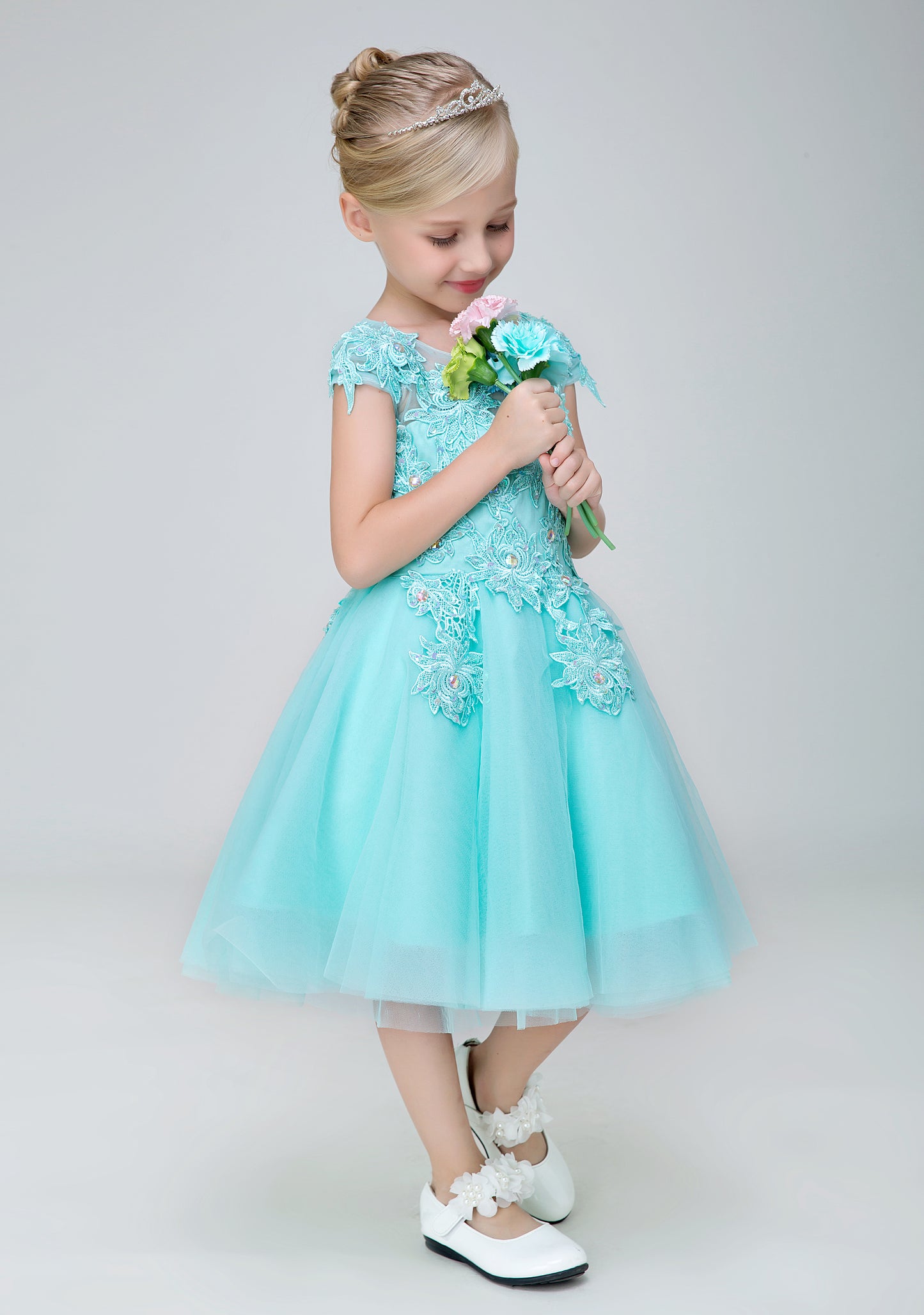 Elegant Flower Girl Party Gown Long Dress for Wedding Lycody