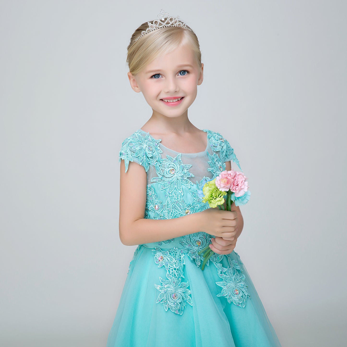 Elegant Flower Girl Party Gown Long Dress for Wedding Lycody