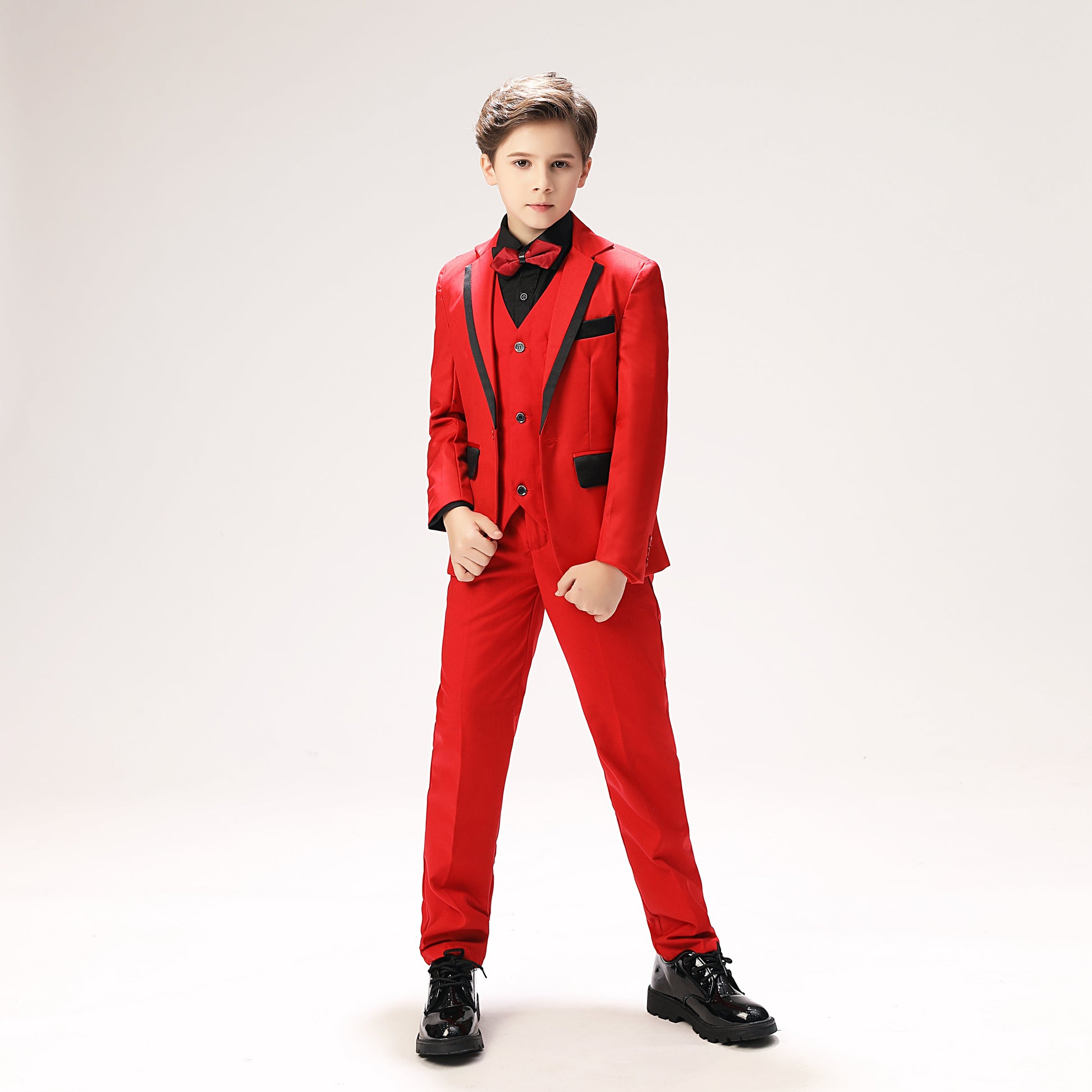 Red Classic Suits Set 5 Piece Boys Suits Yuanlu