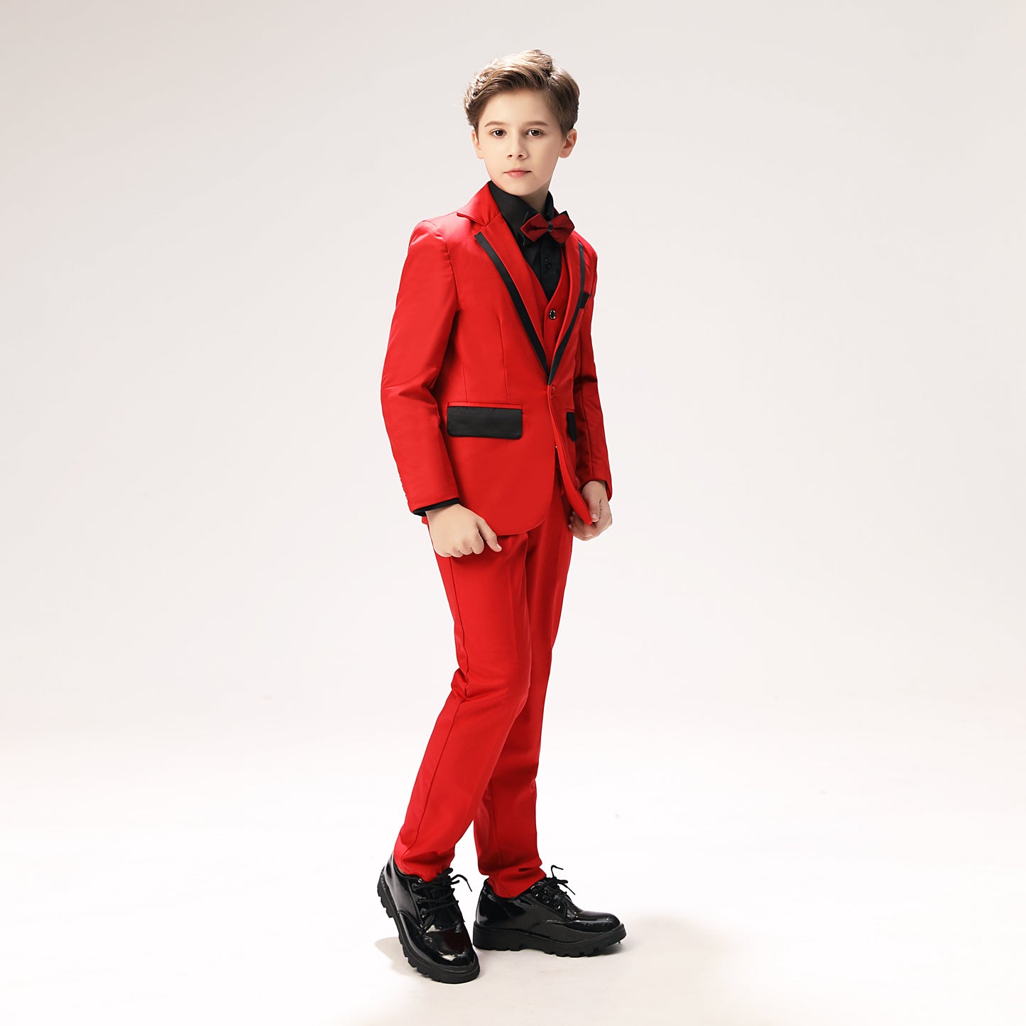 Red Classic Suits Set 5 Piece Boys Suits Yuanlu