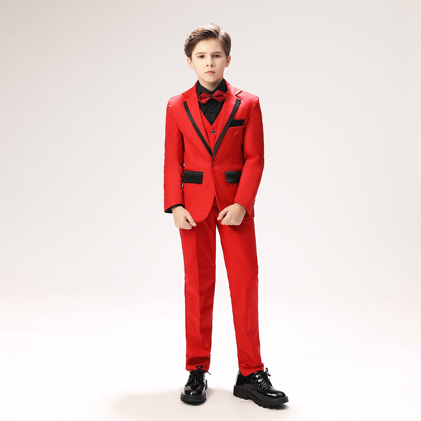 Red Classic Suits Set 5 Piece Boys Suits Yuanlu