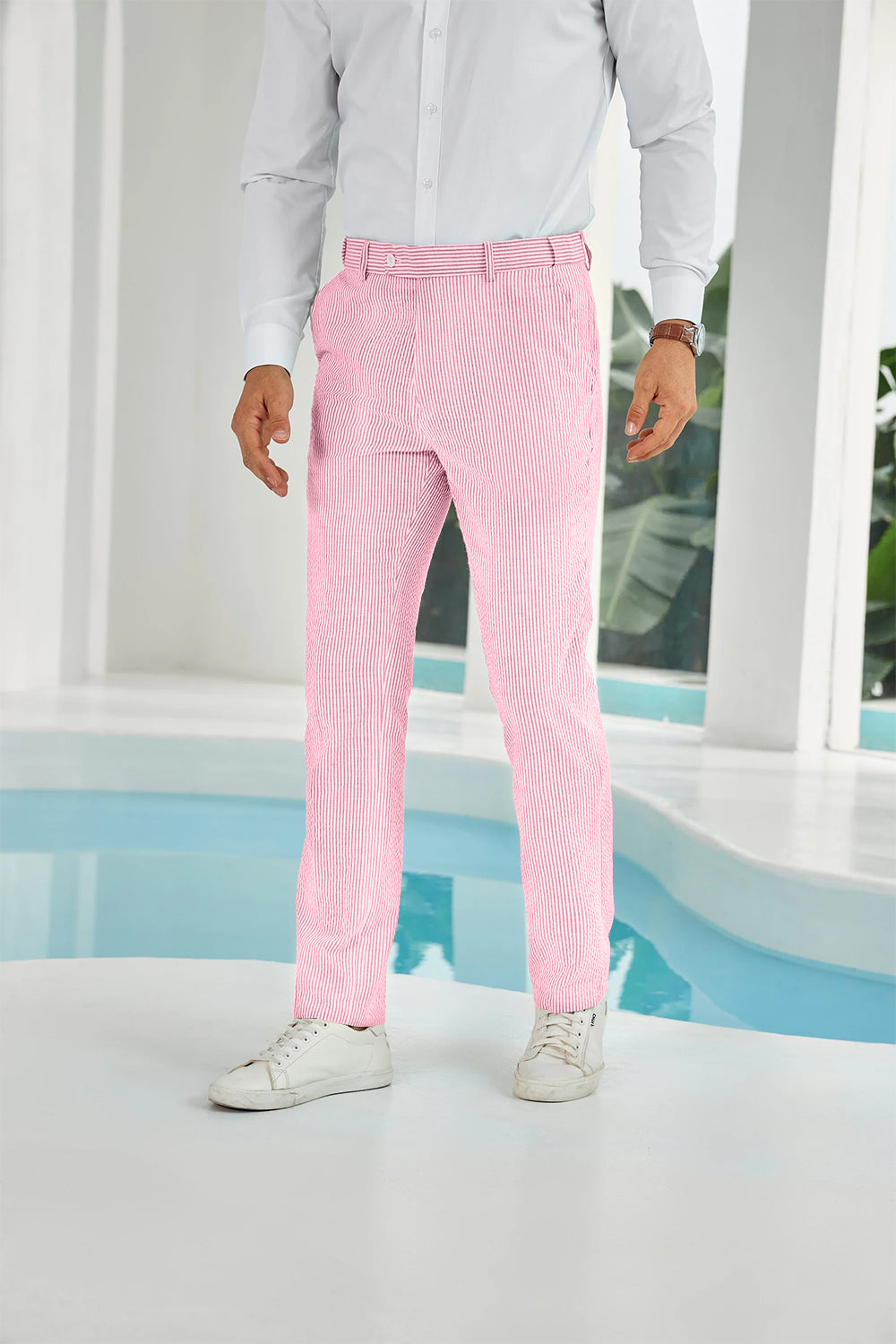 Seersucker Striped Men's Summer Pants Yuanlu