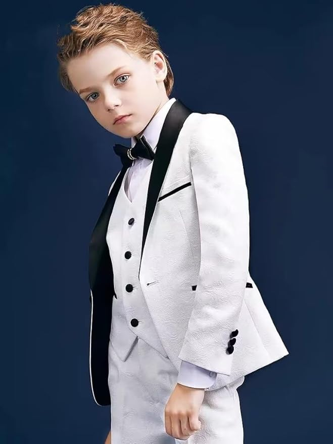 Boys Tuxedo Suit Slim Fit 3 Pieces Kids Tuxedo Suit Boys Formal Wedding Suit Blazer Vest Pants My Store