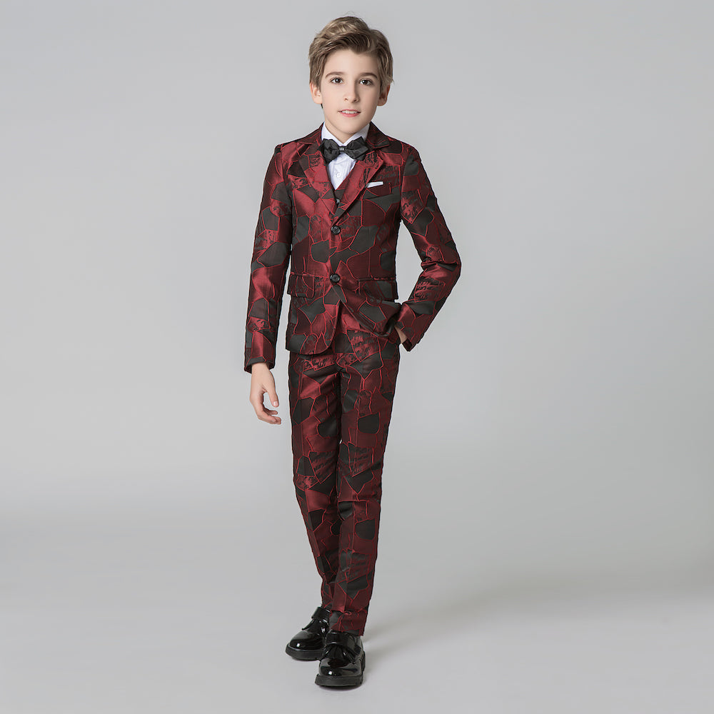 Unique Design Slim Fit Modern 5 Piece Boys Suits Yuanlu