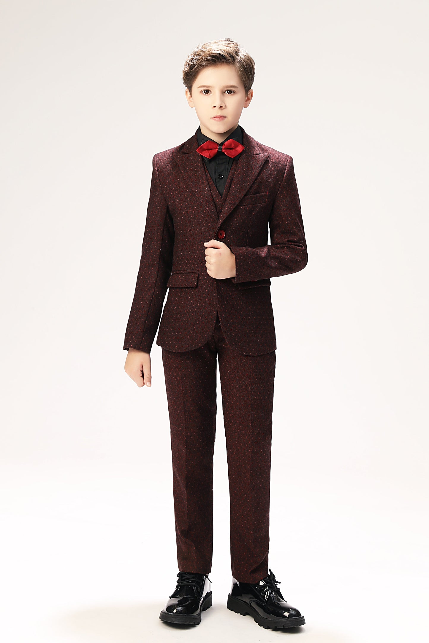 Red Polka Dot Party Banquet 5 Piece Boys Suits Yuanlu