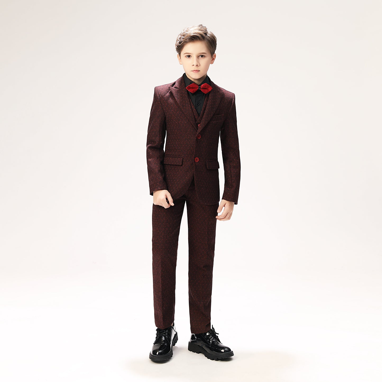 Red Polka Dot Party Banquet 5 Piece Boys Suits Yuanlu