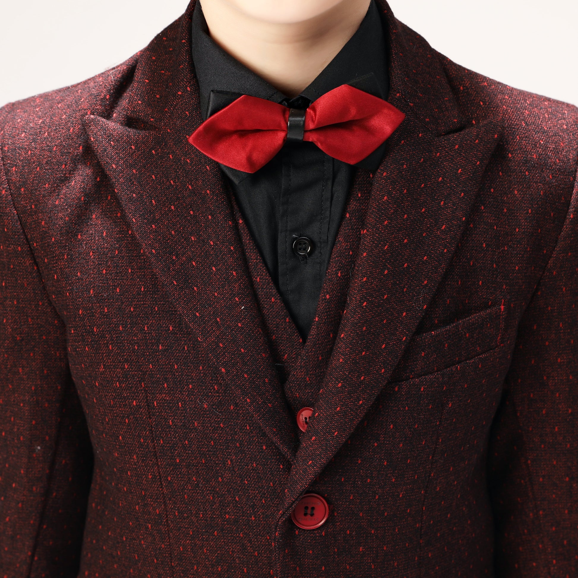 Red Polka Dot Party Banquet 5 Piece Boys Suits Yuanlu