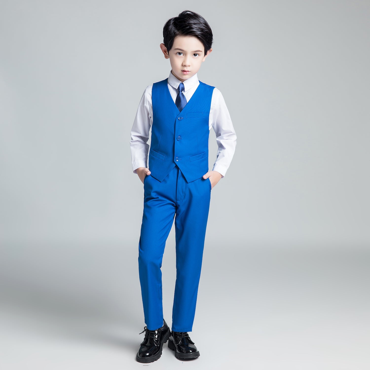 Royal Blue Formal Classic 5 Piece Kids Boys Suits Yuanlu