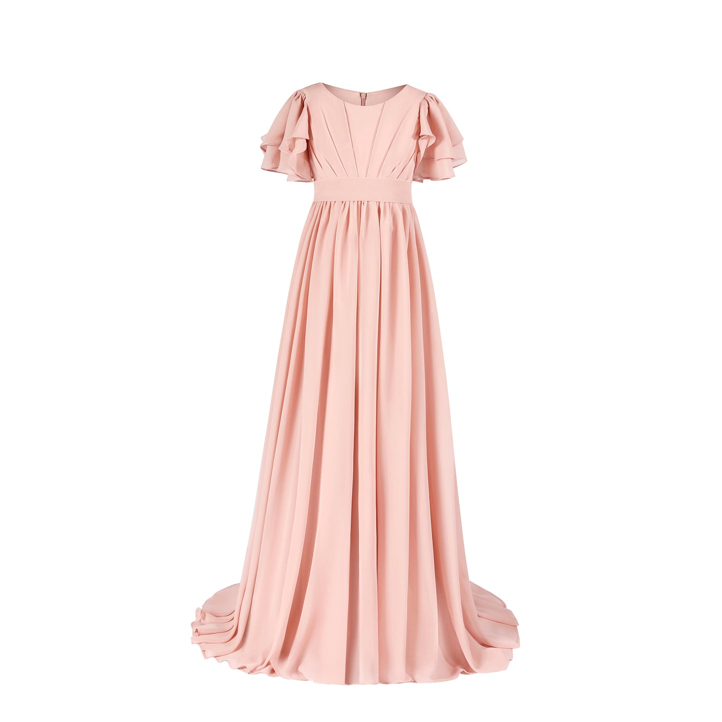 Pink Elegant Ruffle Pleated Flower Girl Gown Dress 2978